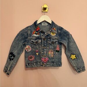 Stylish Kids Denim Jacket with Colorful Patches